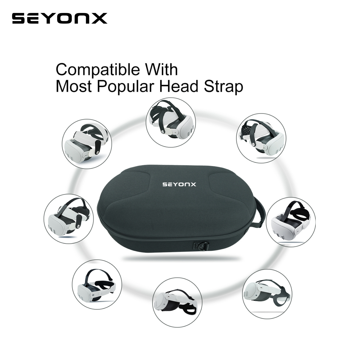 SEYONX - Carrying Case Compatible with Meta Quest 3S/3/2 VR Headset.